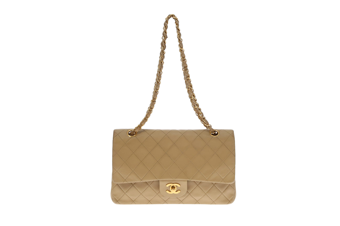 Chanel Vintage Beige Lambskin Medium Classic Flap (1991/94)