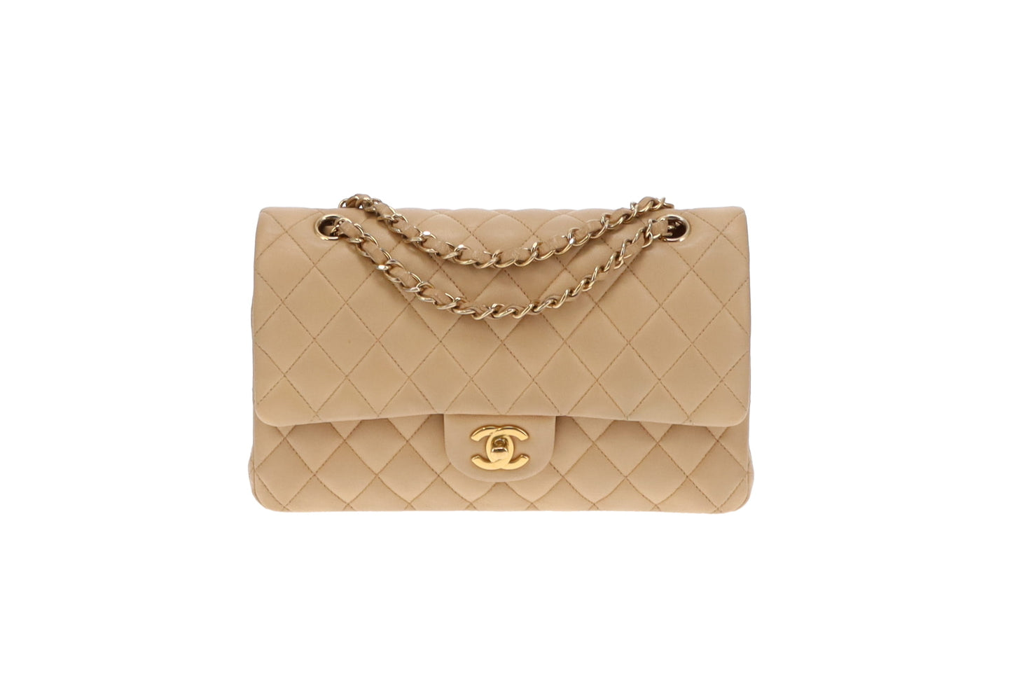 Chanel Beige Leather GHW Classic Medium Double Flap Bag 2012