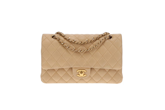 Chanel Beige Leather GHW Classic Medium Double Flap Bag 2012