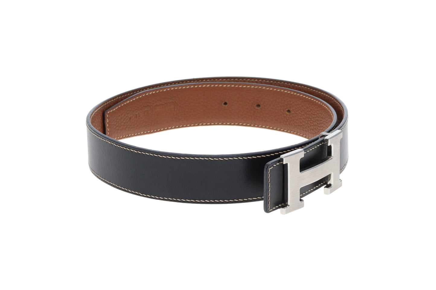 Hermes Noir and Gold H Belt Buckle Reversible Belt 32mm (size 80cm)