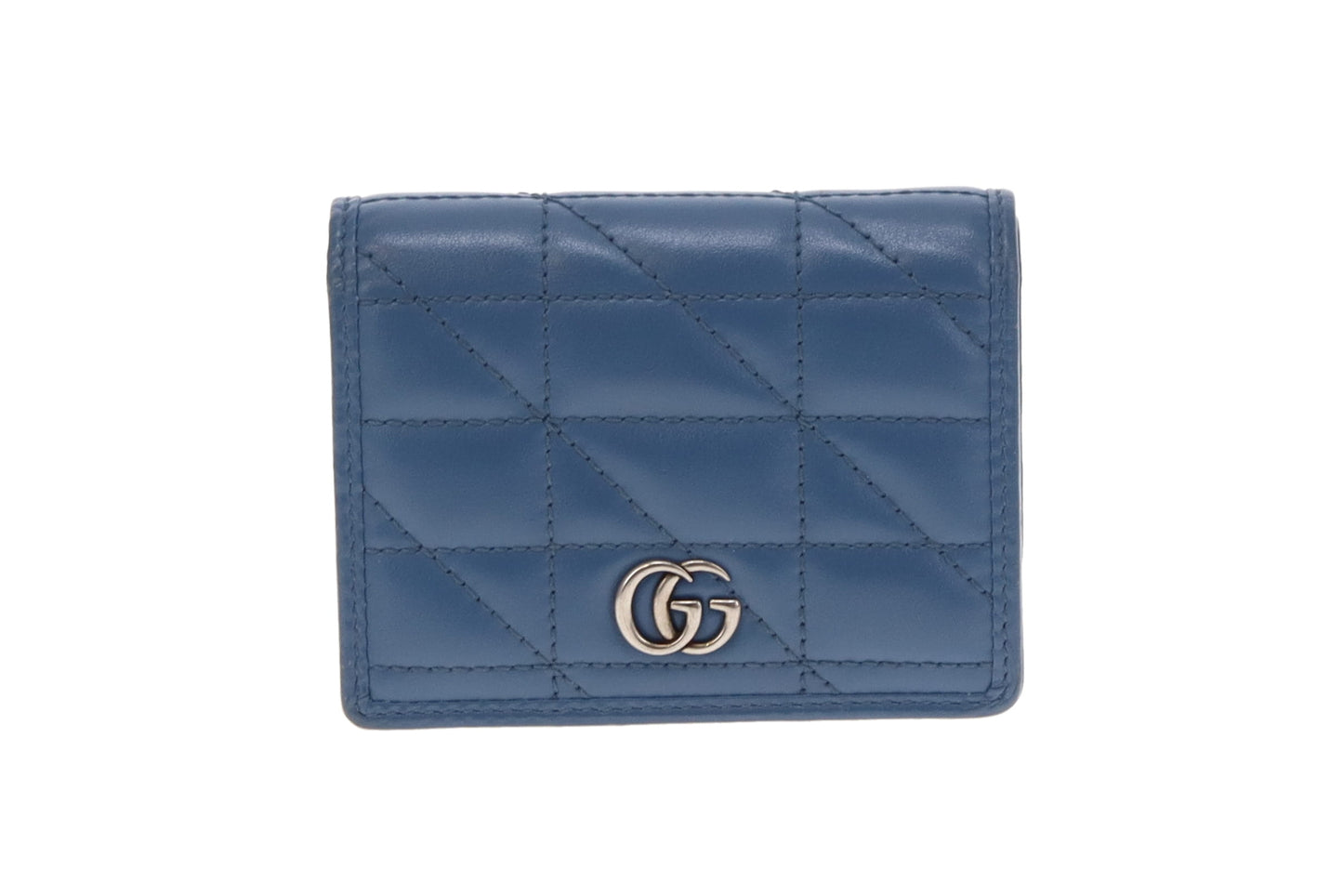 Gucci Clear Blue Matelasse GG Marmont Card Case