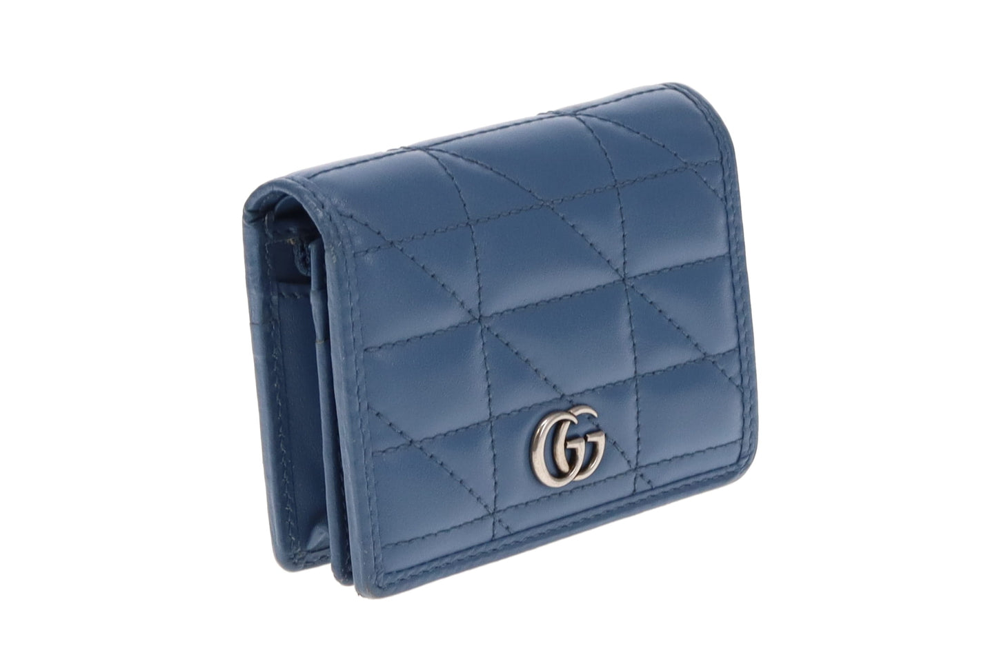 Gucci Clear Blue Matelasse GG Marmont Card Case