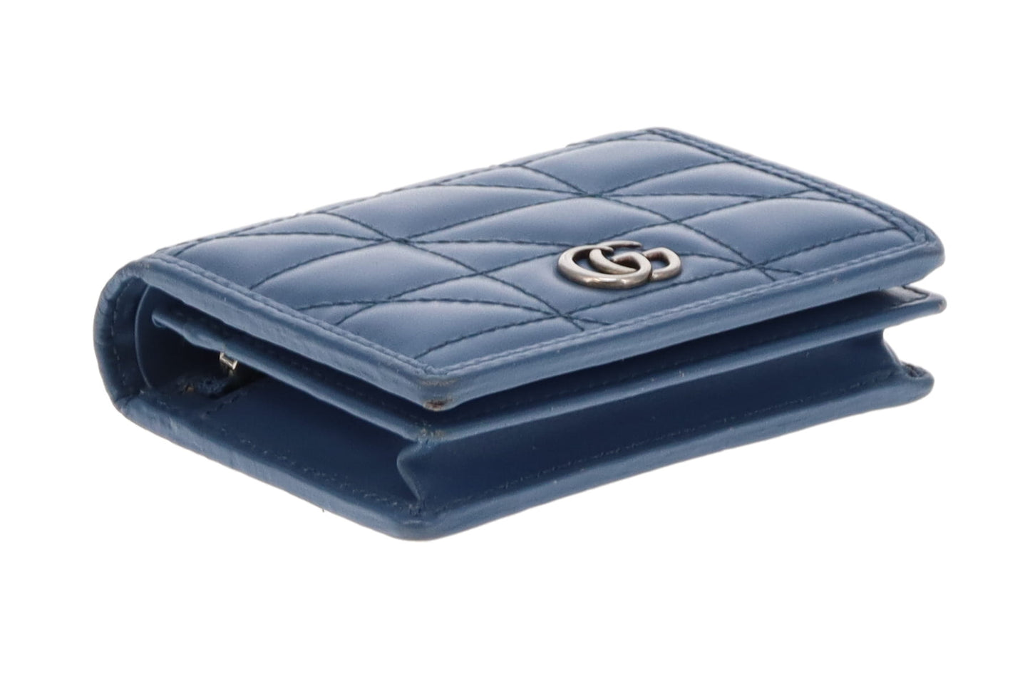 Gucci Clear Blue Matelasse GG Marmont Card Case