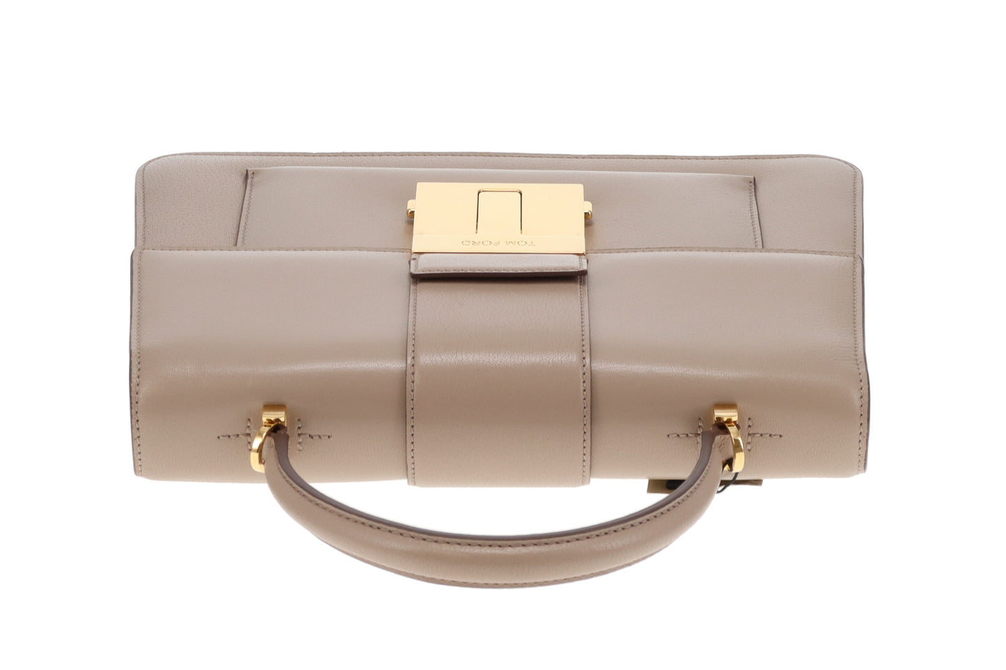 Tom Ford Beige Smooth Leather T-Clasp Top Handle Bag