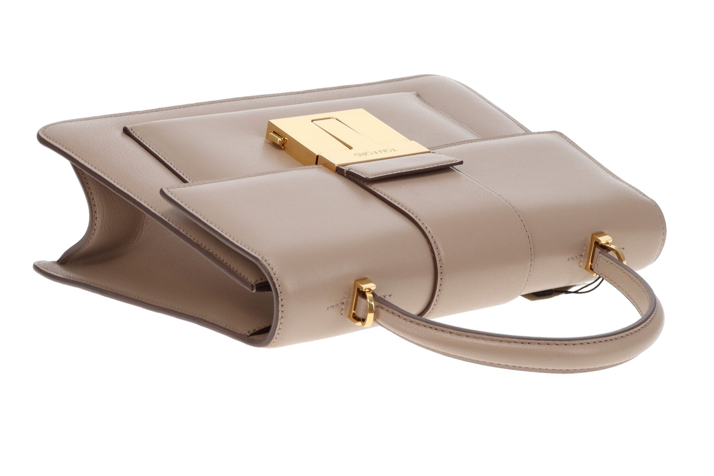 Tom Ford Beige Smooth Leather T-Clasp Top Handle Bag