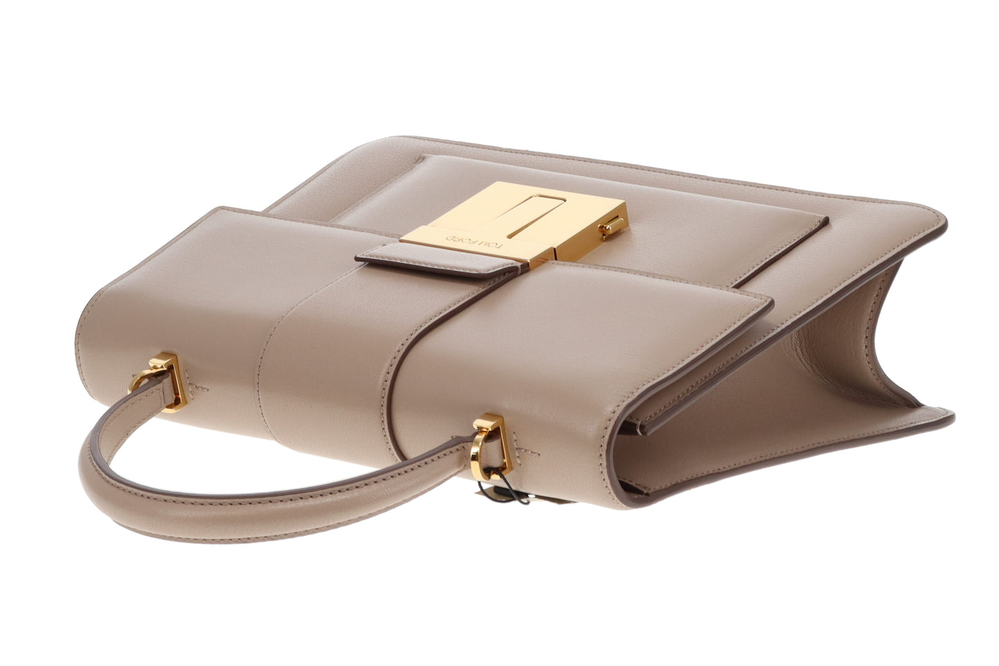 Tom Ford Beige Smooth Leather T-Clasp Top Handle Bag