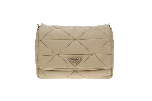 Prada Beige Quilted ReNylon Re-Edition Flap Bag