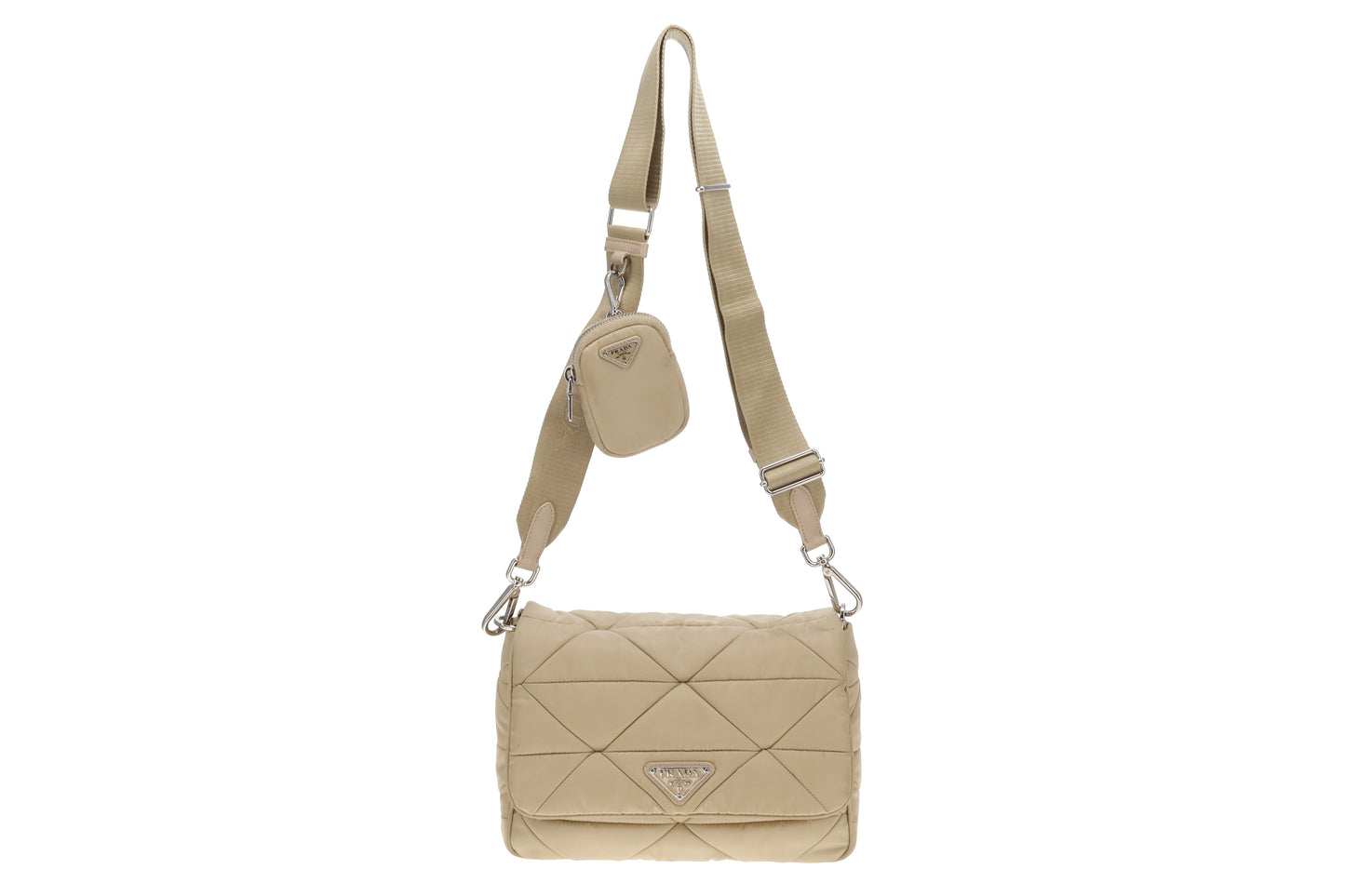 Prada Beige Quilted ReNylon Re-Edition Flap Bag