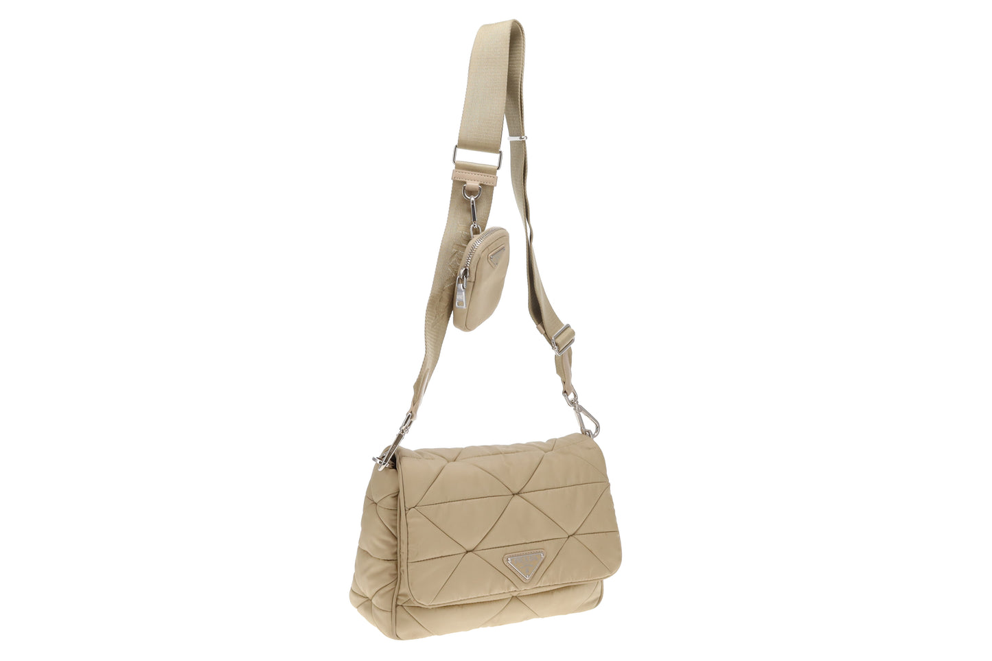 Prada Beige Quilted ReNylon Re-Edition Flap Bag