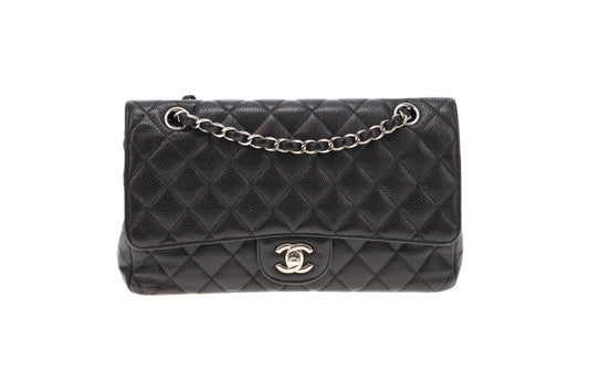 Chanel Black Caviar Silver HW Medium Classic Double Flap 2011