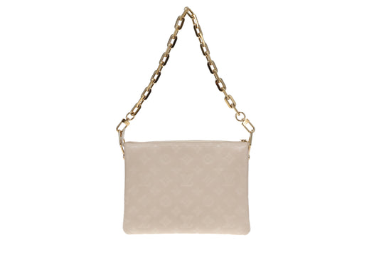 Louis Vuitton Crème Monogram Embossed Lambskin Coussin PM NFID