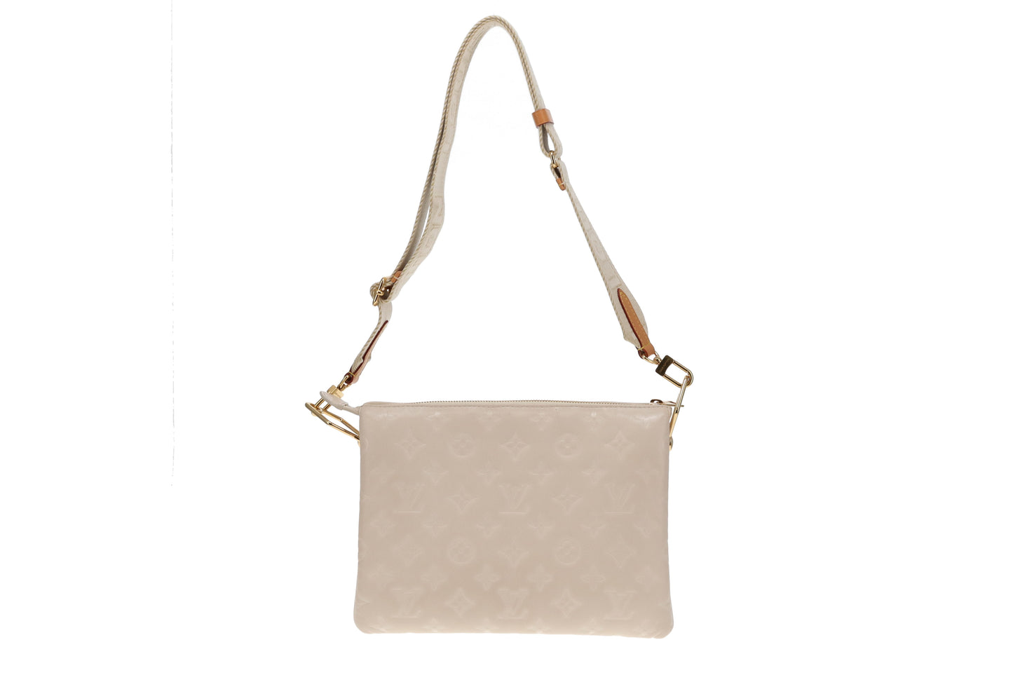 Louis Vuitton Crème Monogram Embossed Lambskin Coussin PM NFID