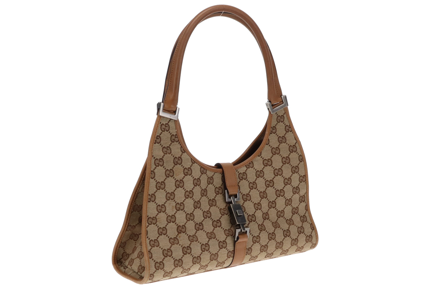 Gucci GG Canvas and Tan Leather Vintage Jackie