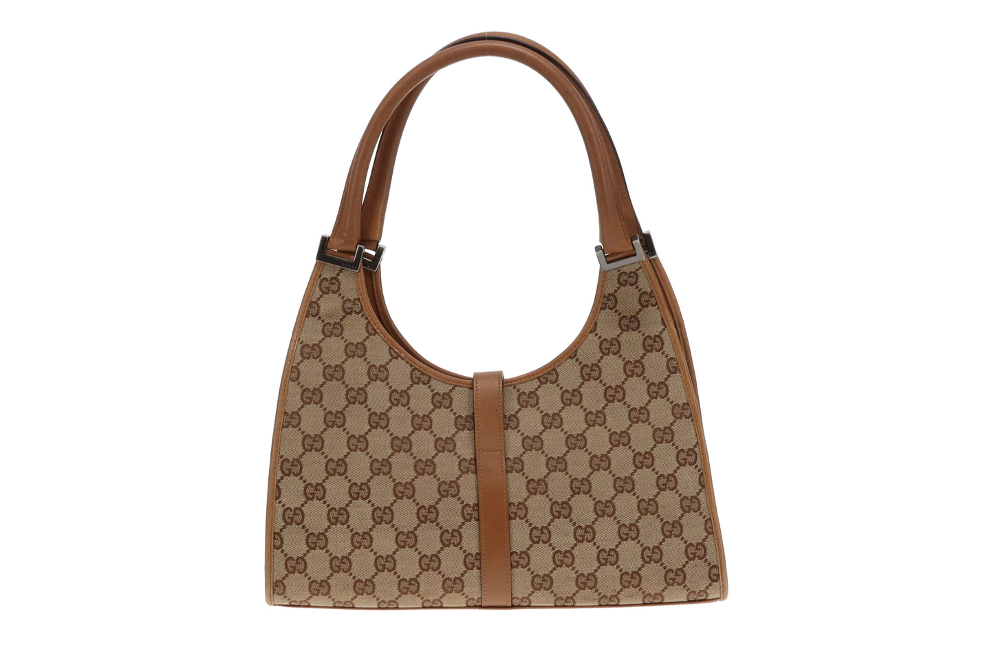 Gucci GG Canvas and Tan Leather Vintage Jackie