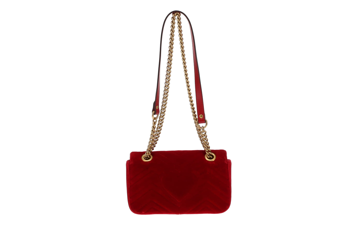 Gucci Red Velvet Classic Mini Marmont Chain Flap