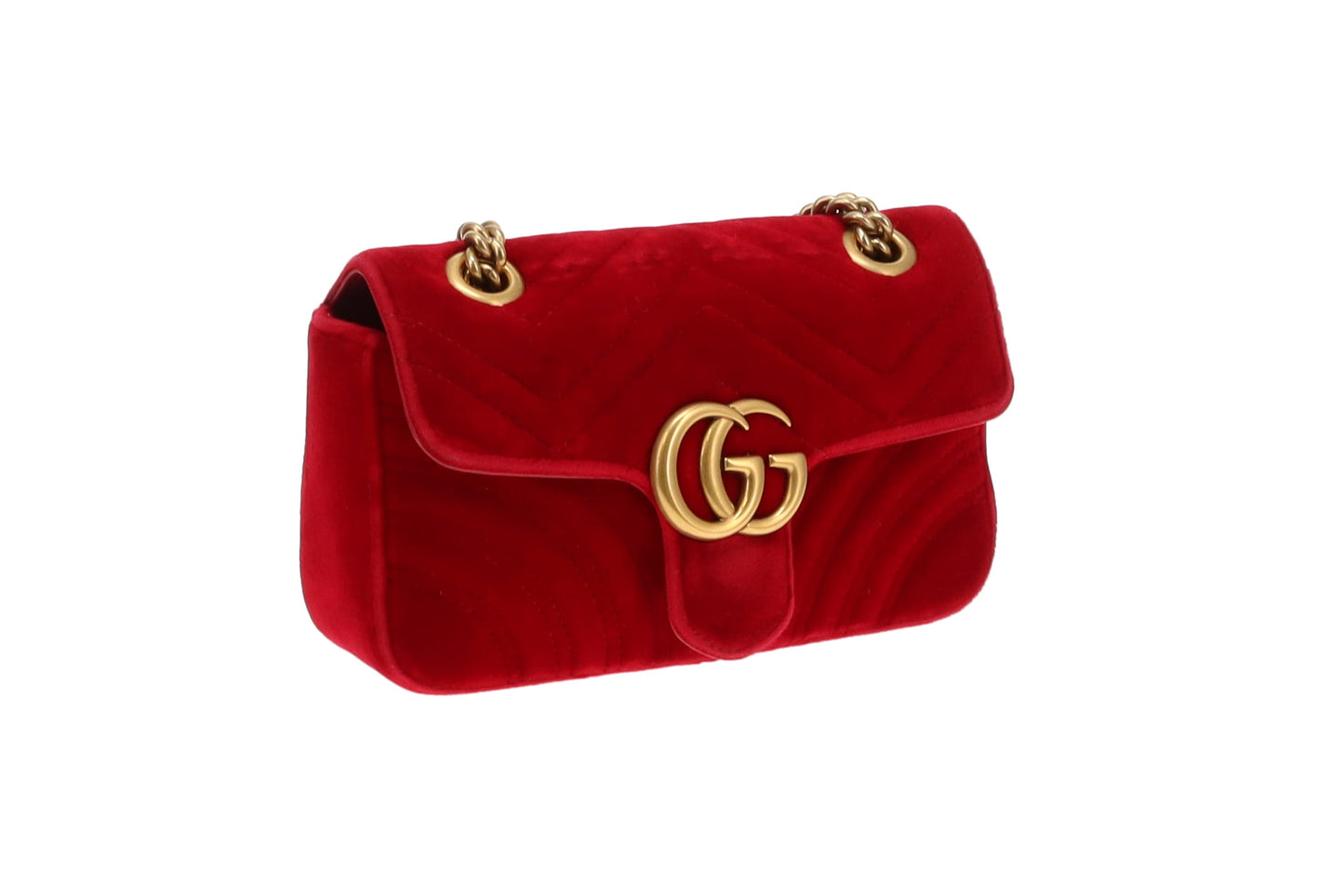 Gucci Red Velvet Classic Mini Marmont Chain Flap