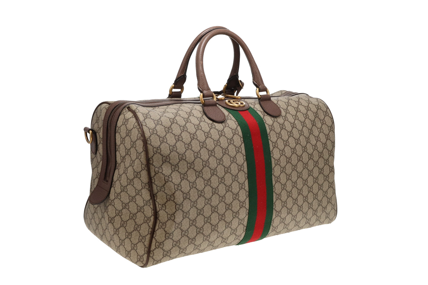 Gucci GG Supreme and Web Detail Savoy Duffle Bag with Strap