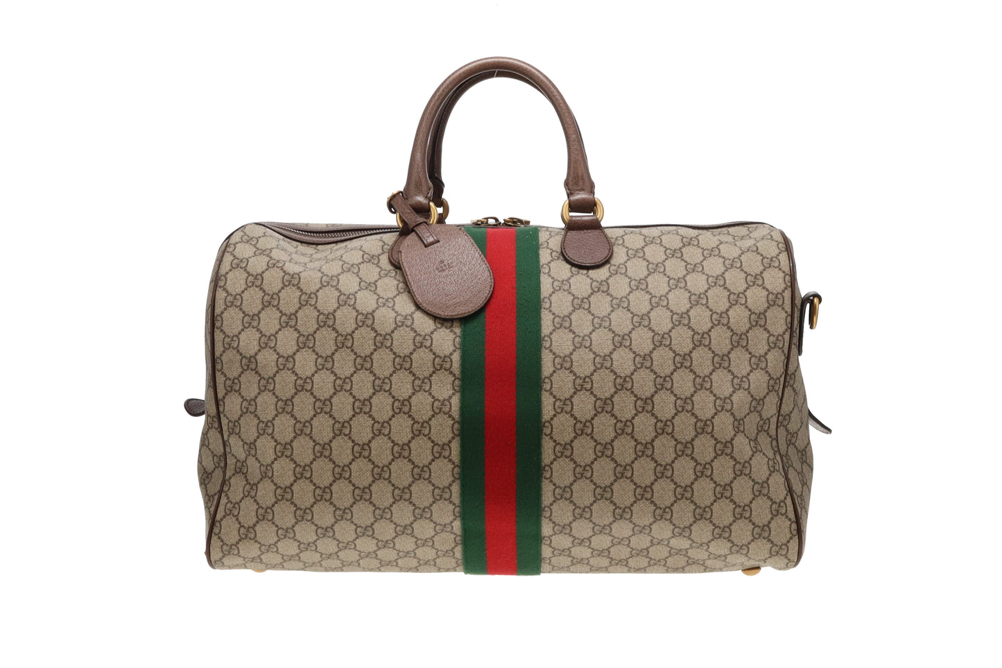 Gucci GG Supreme and Web Detail Savoy Duffle Bag with Strap