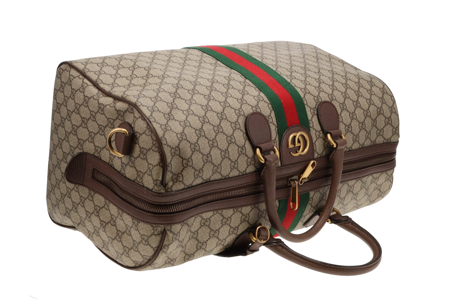 Gucci GG Supreme and Web Detail Savoy Duffle Bag with Strap