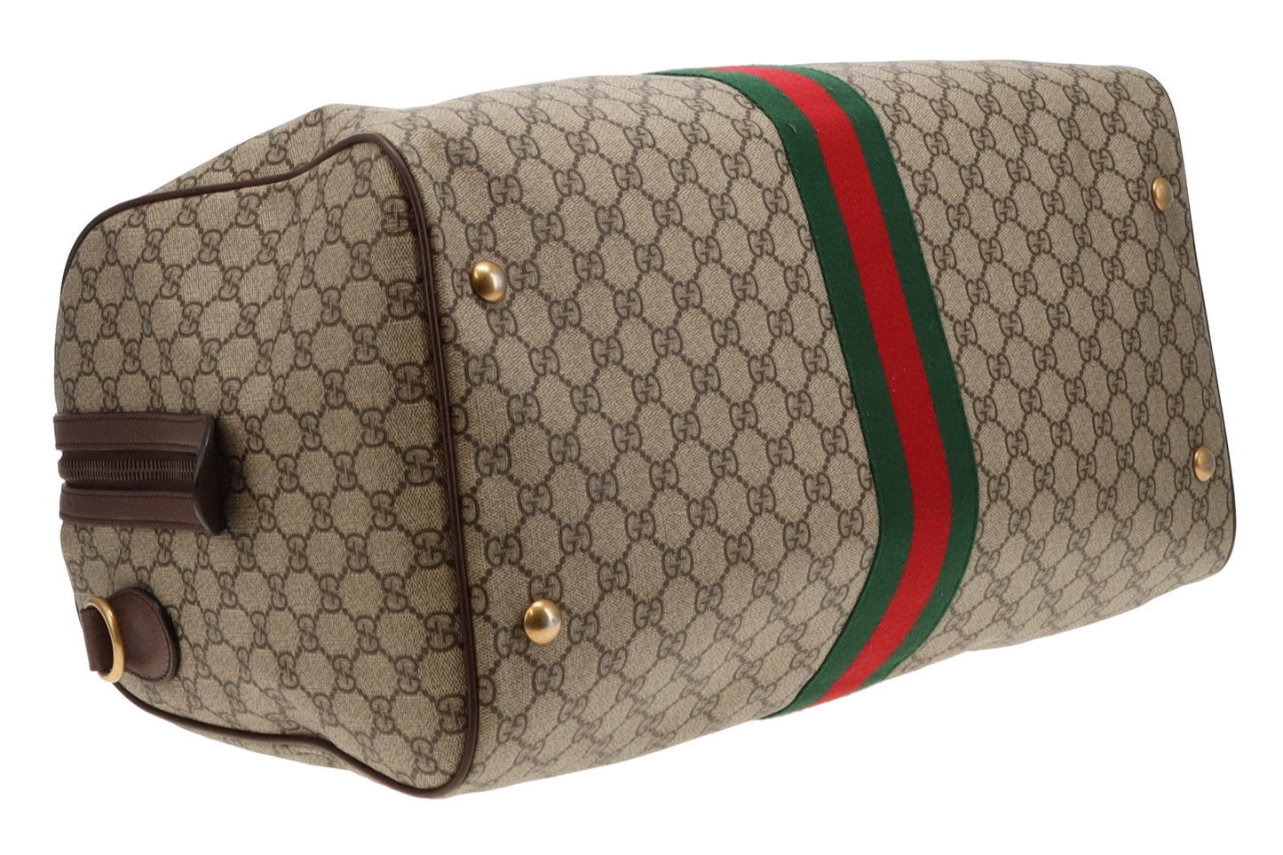 Gucci GG Supreme and Web Detail Savoy Duffle Bag with Strap