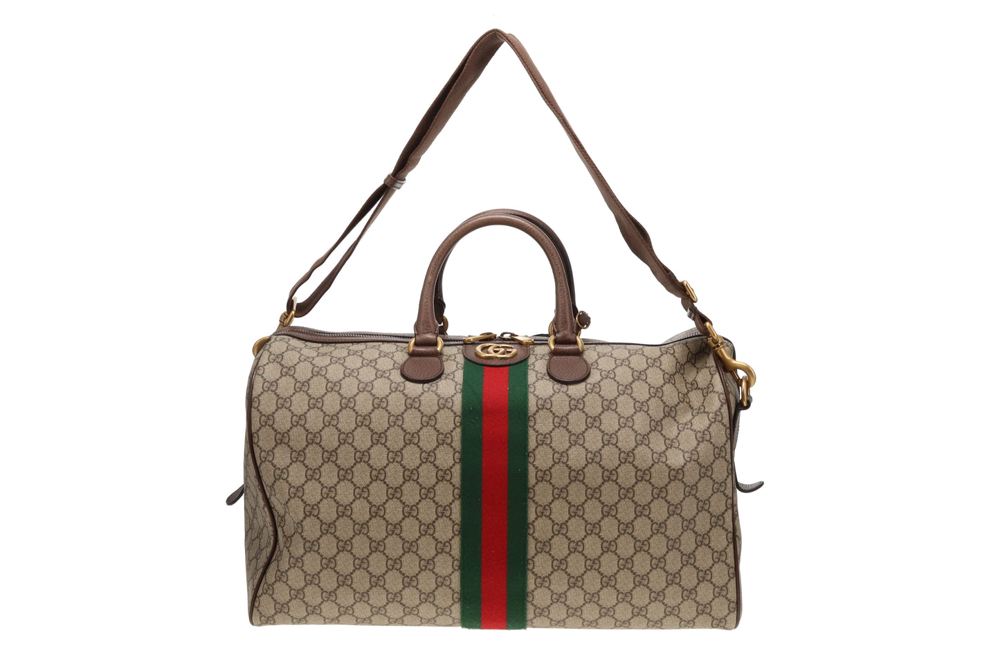 Gucci GG Supreme and Web Detail Savoy Duffle Bag with Strap