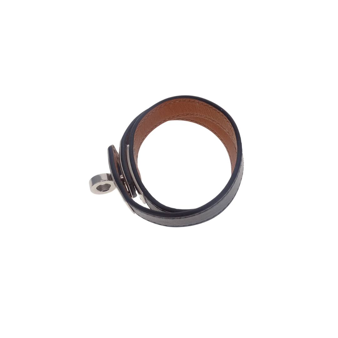 Hermes Black Leather Double Tour Kelly Bracelet