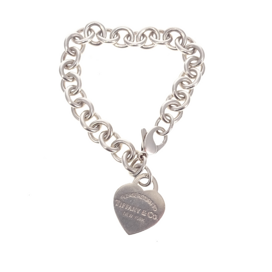 Tiffany & Co Sterling Silver RTT Heart Tag Classic Bracelet