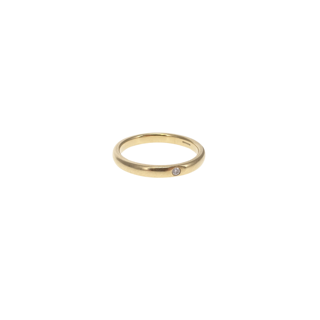 Tiffany & Co 18k Gold Elsa Peretti Classic Stacking Ring 0.2 Carat Diamond (size 56)