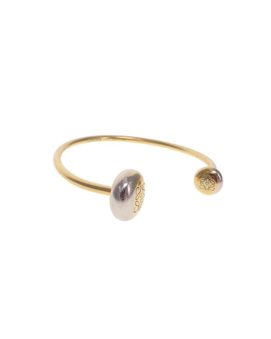 Loewe Gold Coated Sterling Silver Anagram Pebble Cuff