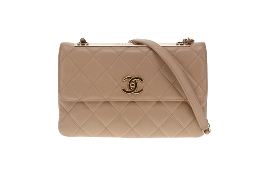 Chanel Beige Leather Trendy Flap Shoulder Bag 2016/17