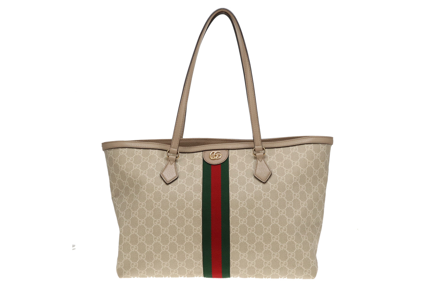 Gucci Beige and White GG Supreme Medium Ophidia Tote Bag