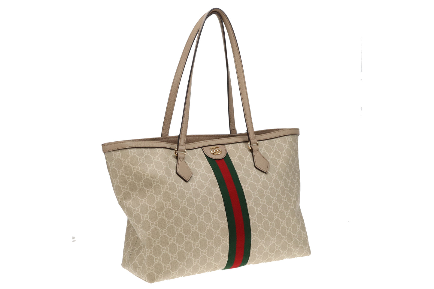 Gucci Beige and White GG Supreme Medium Ophidia Tote Bag