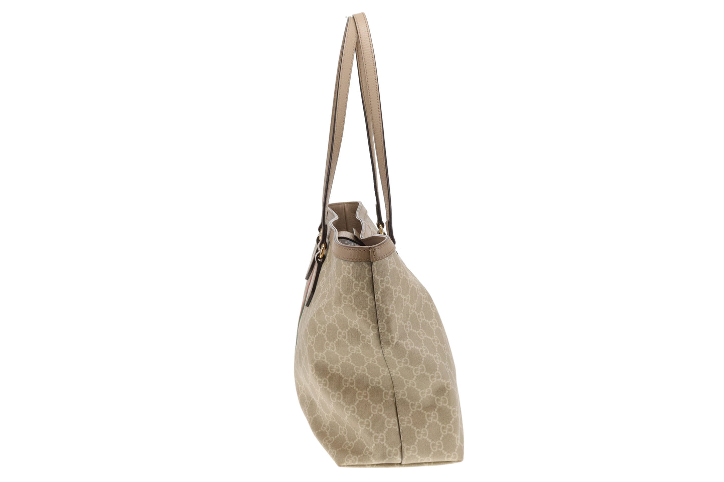 Gucci Beige and White GG Supreme Medium Ophidia Tote Bag