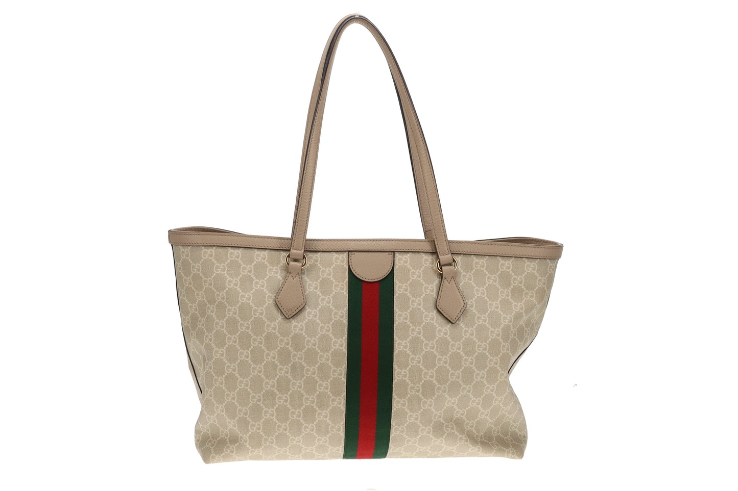 Gucci Beige and White GG Supreme Medium Ophidia Tote Bag