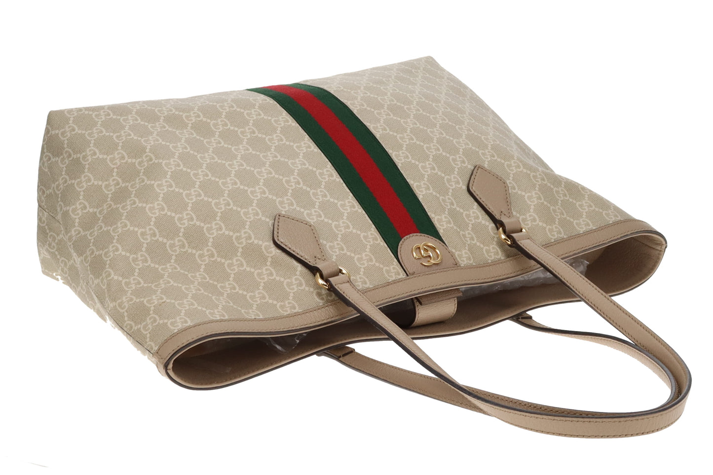 Gucci Beige and White GG Supreme Medium Ophidia Tote Bag