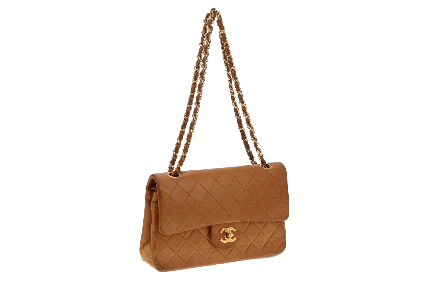 Chanel Tan Lambskin Classic Small Double Flap 1989