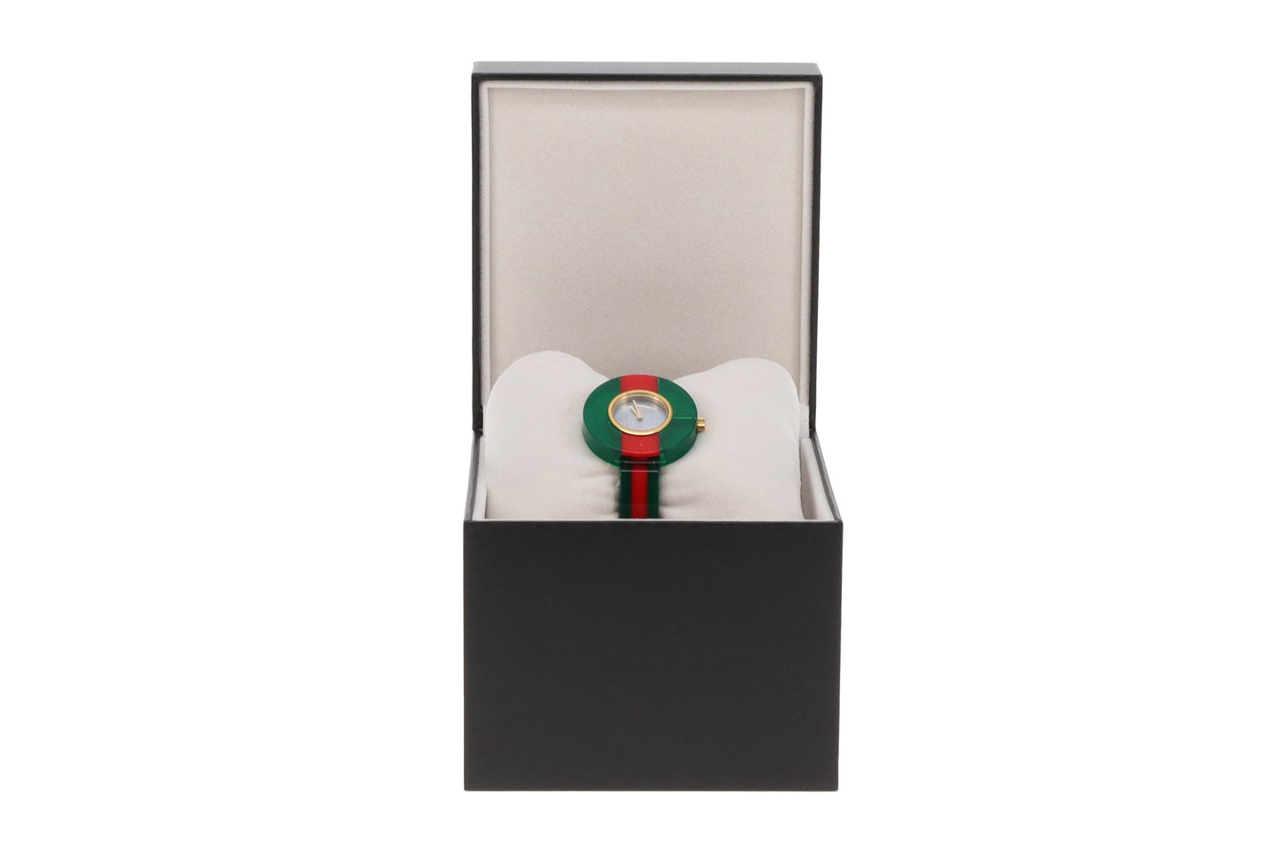 Gucci Red/Green Plexiglass Mother of Pearl 35mm Vintage Web Quartz Watch