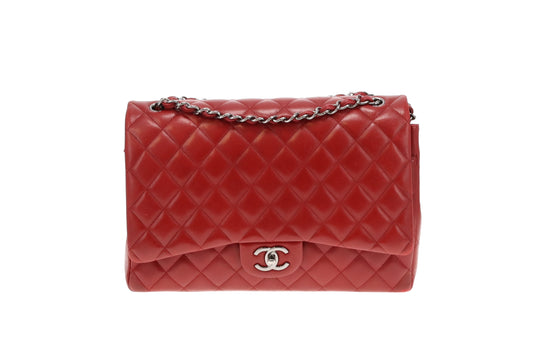 Chanel Rouge Leather Classic Maxi Double Flap 2013/14