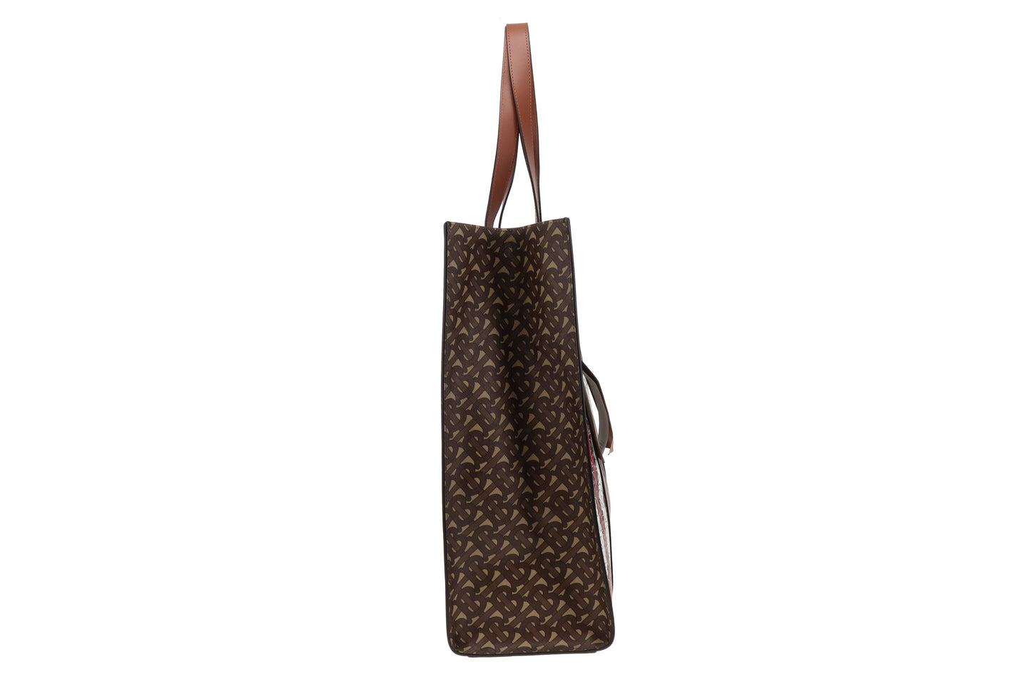 Burberry Bridle Print Brown Monogram E-Canvas Stripe Tote with Strap