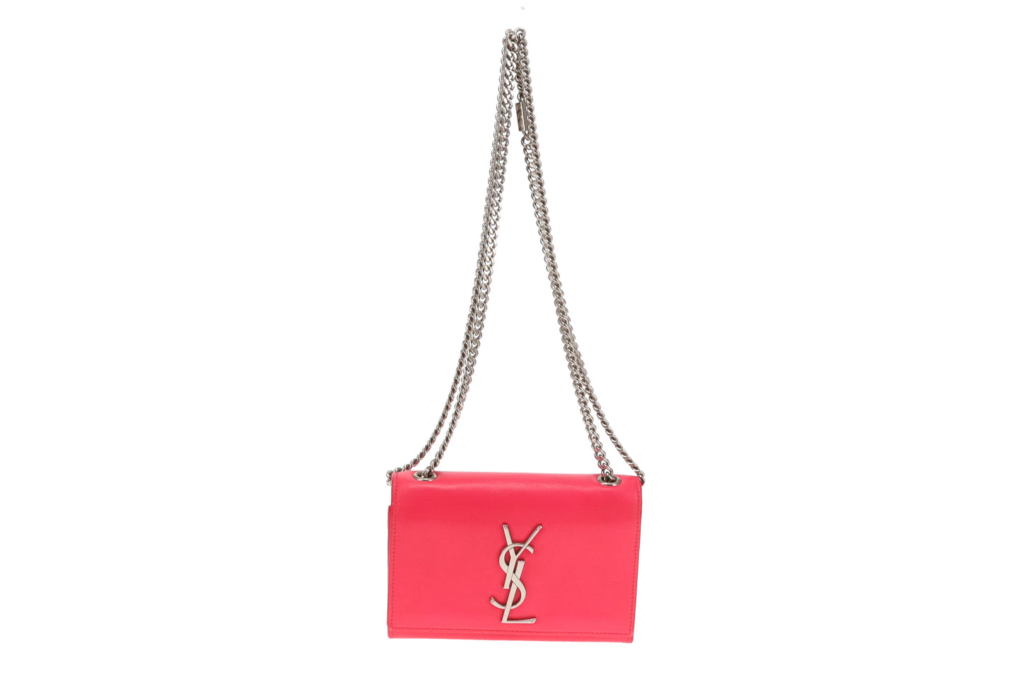 Saint Laurent Hot Pink Leather SHW Mini Kate Chain Bag