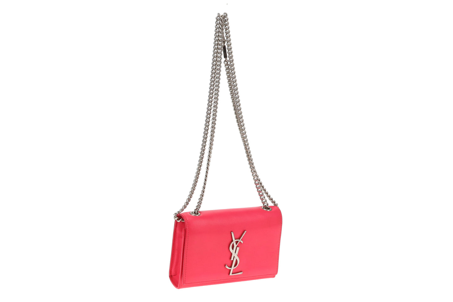 Saint Laurent Hot Pink Leather SHW Mini Kate Chain Bag