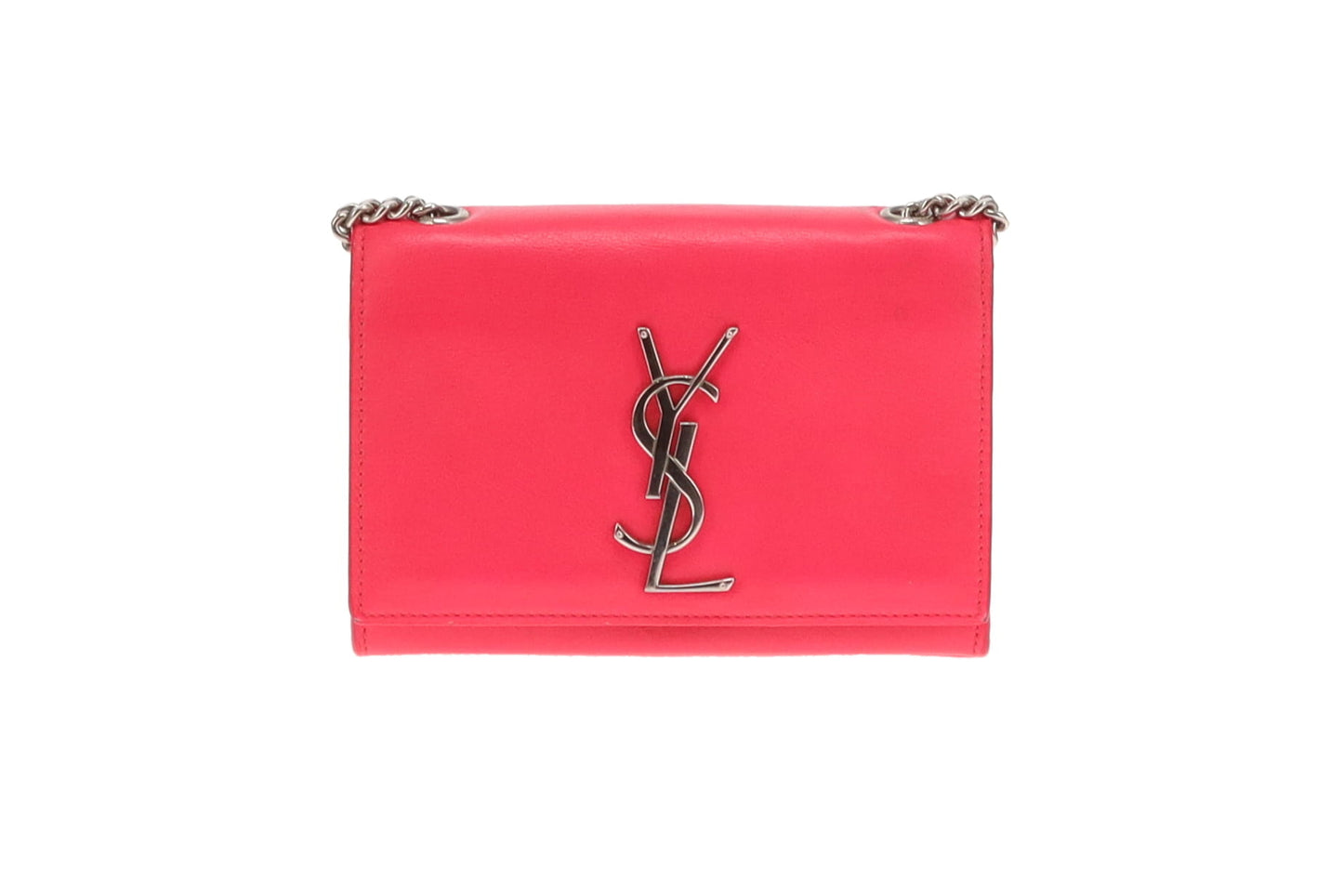 Saint Laurent Hot Pink Leather SHW Mini Kate Chain Bag