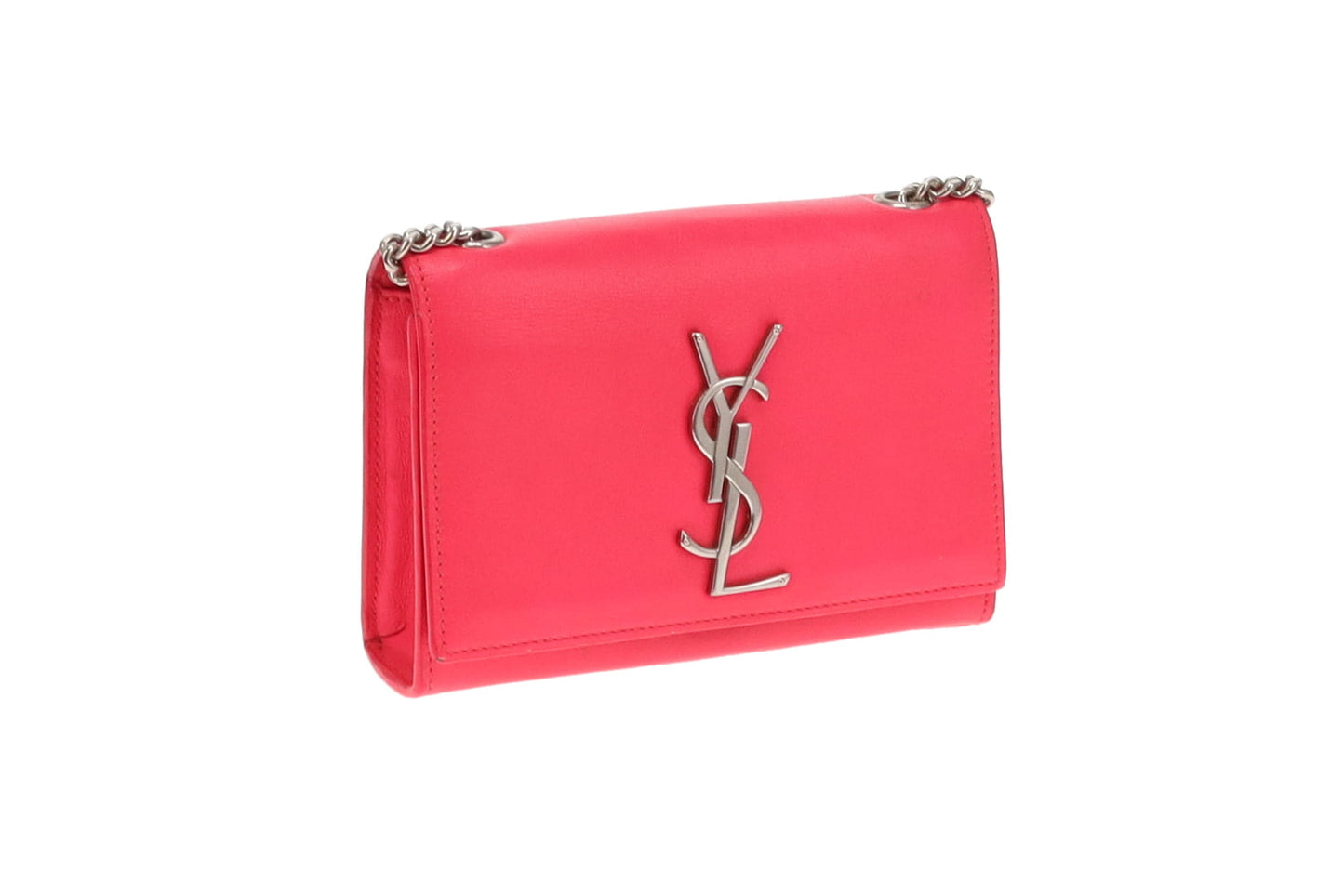 Saint Laurent Hot Pink Leather SHW Mini Kate Chain Bag