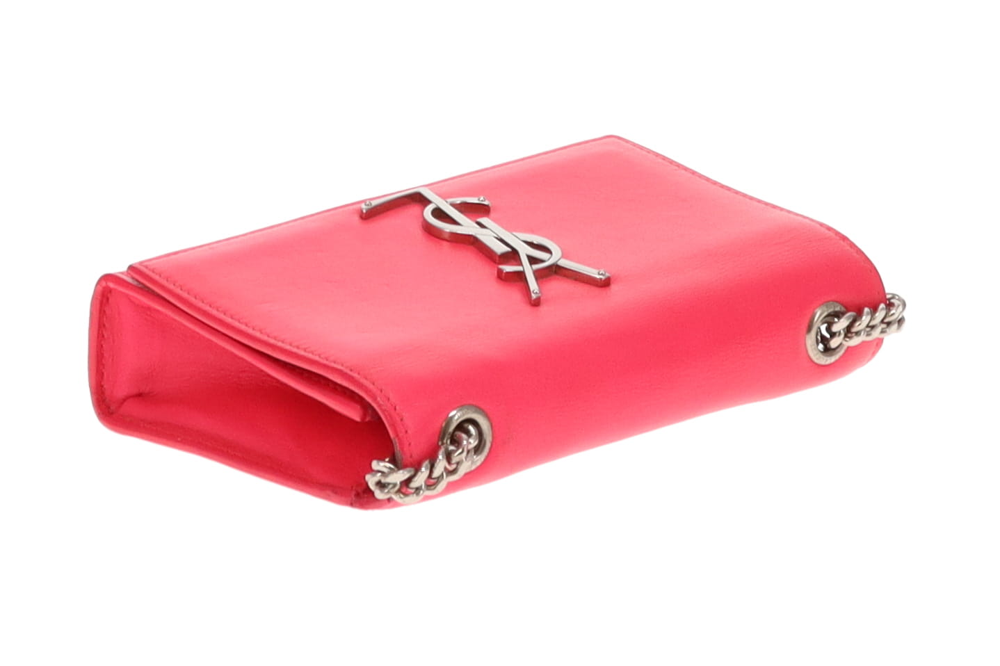 Saint Laurent Hot Pink Leather SHW Mini Kate Chain Bag