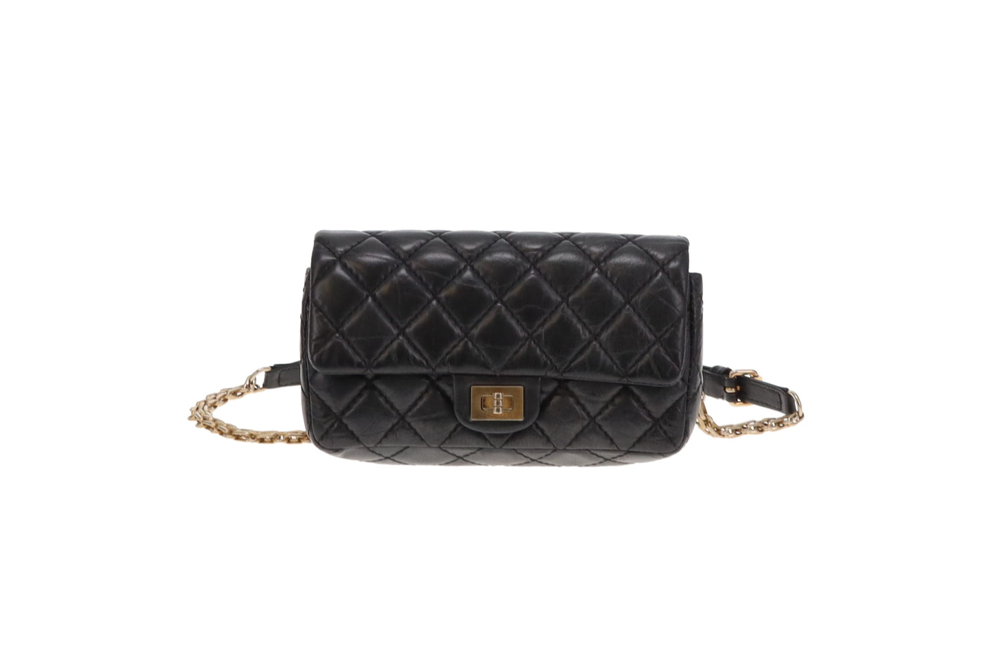 Chanel Black Aged Calfskin Leather Mini Reissue Belt Bag