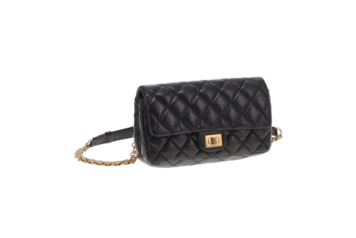 Chanel Black Aged Calfskin Leather Mini Reissue Belt Bag