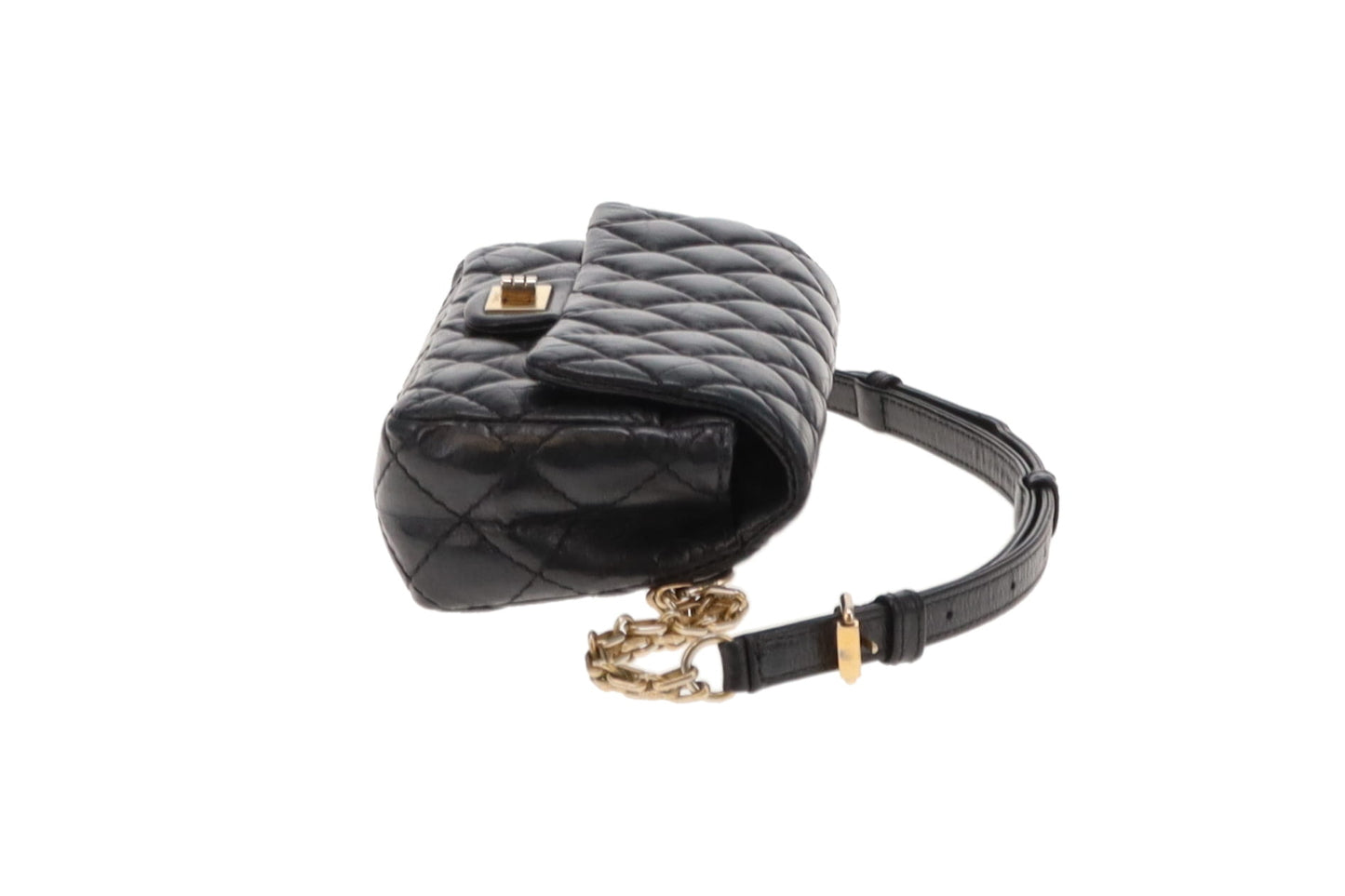 Chanel Black Aged Calfskin Leather Mini Reissue Belt Bag