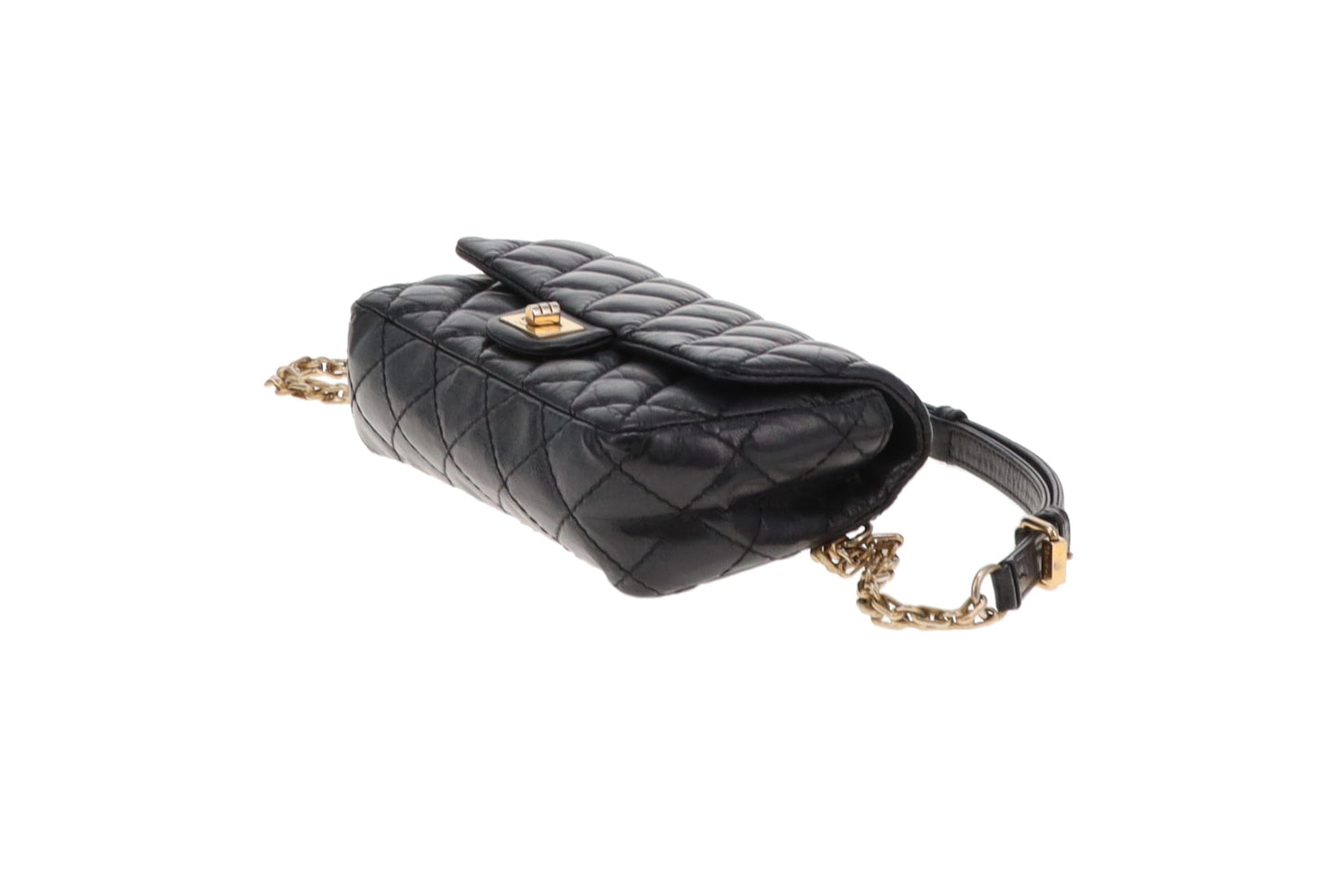 Chanel Black Aged Calfskin Leather Mini Reissue Belt Bag