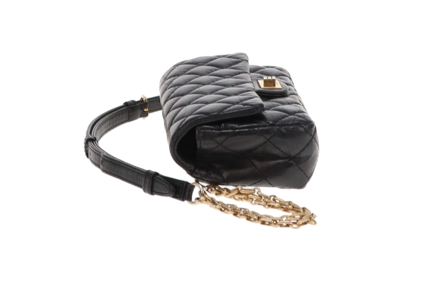 Chanel Black Aged Calfskin Leather Mini Reissue Belt Bag