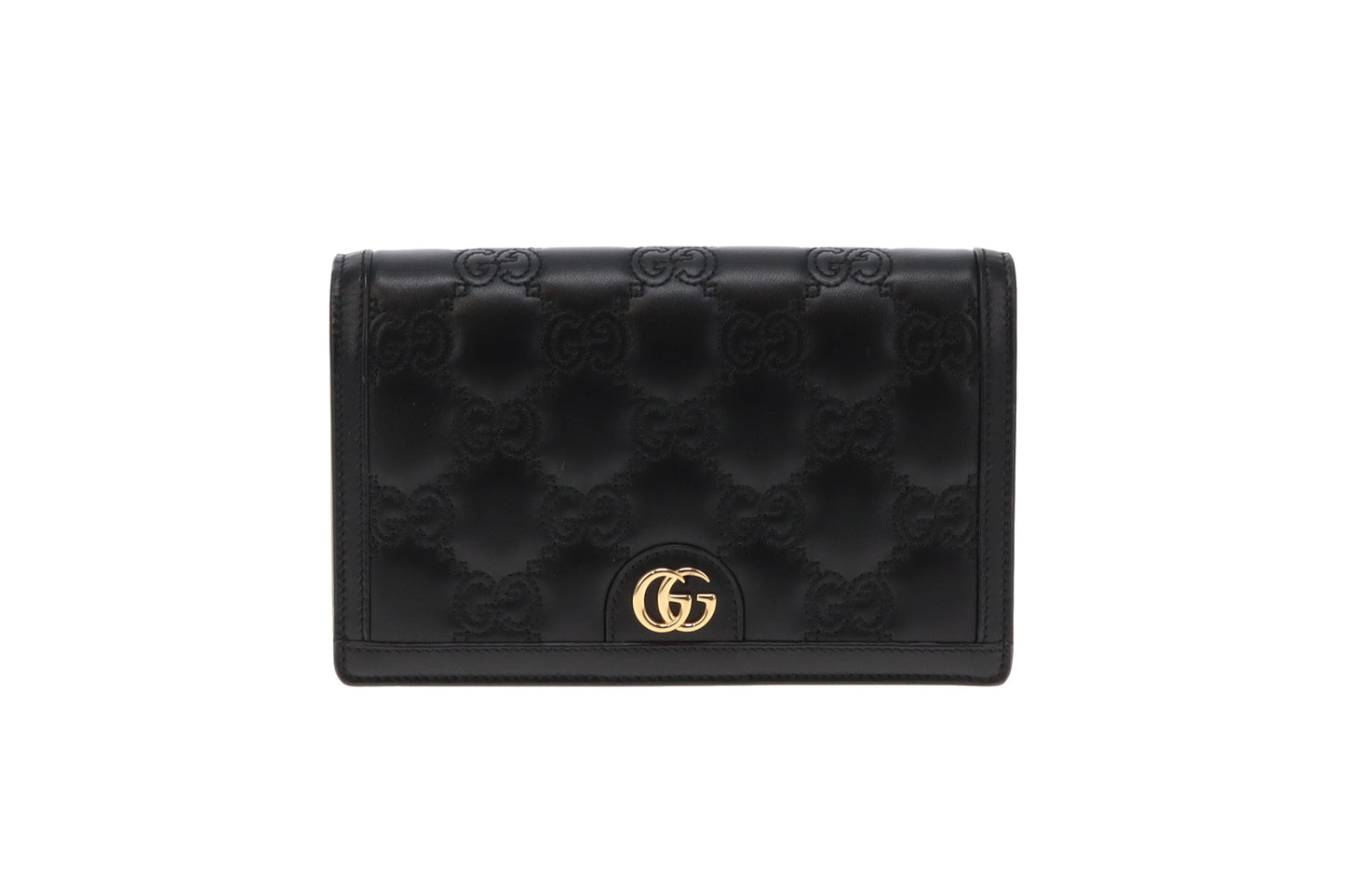 Gucci Black GG Matelasse Chain Wallet